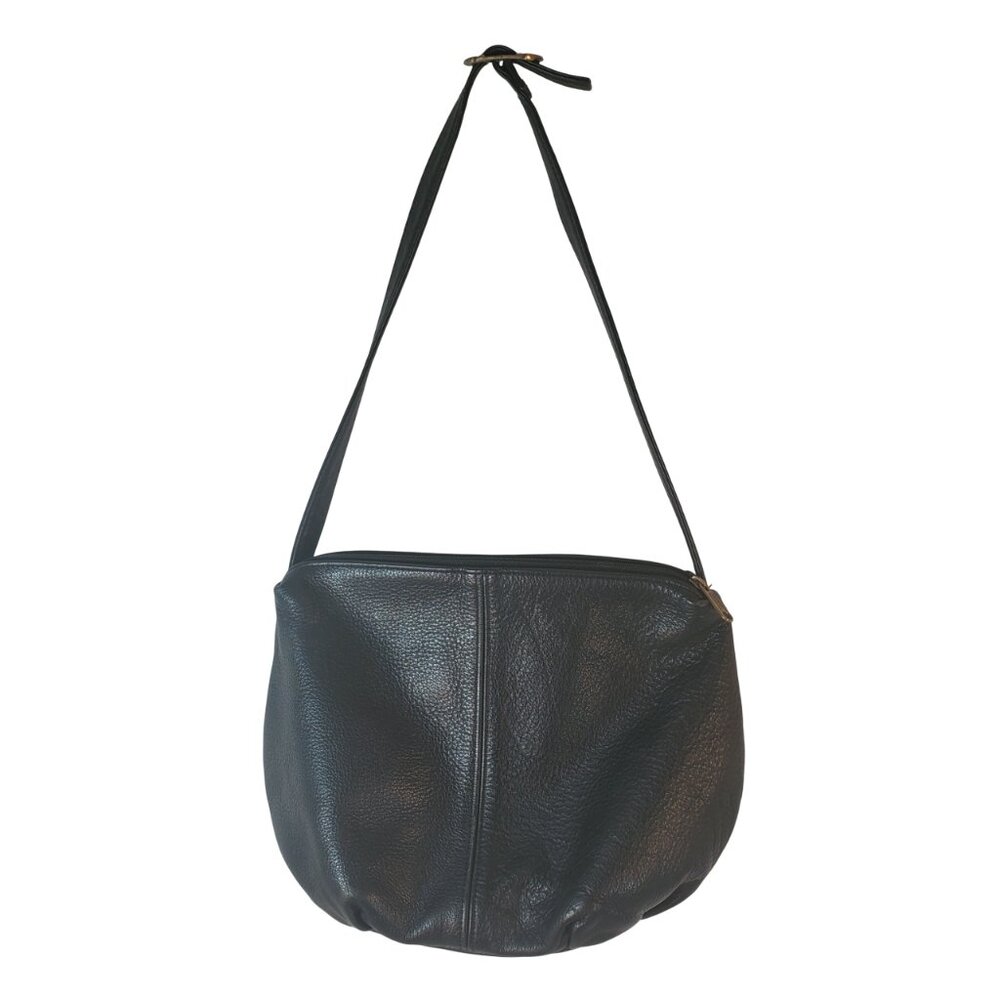 VTG Stone Mountain Black Leather Crossbody Shoulder Bag Purse Made in USA